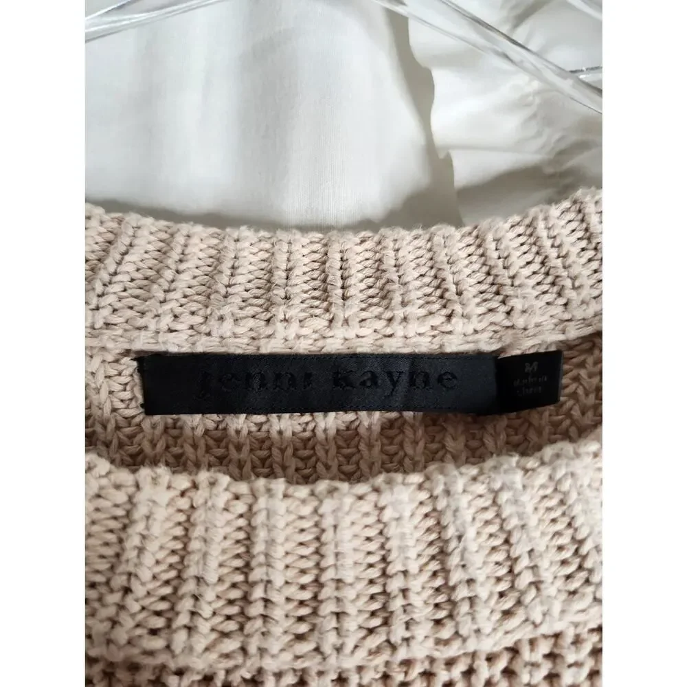 Jenni Kayne Cotton Fisherman Sweater Oatmeal Sz Medium